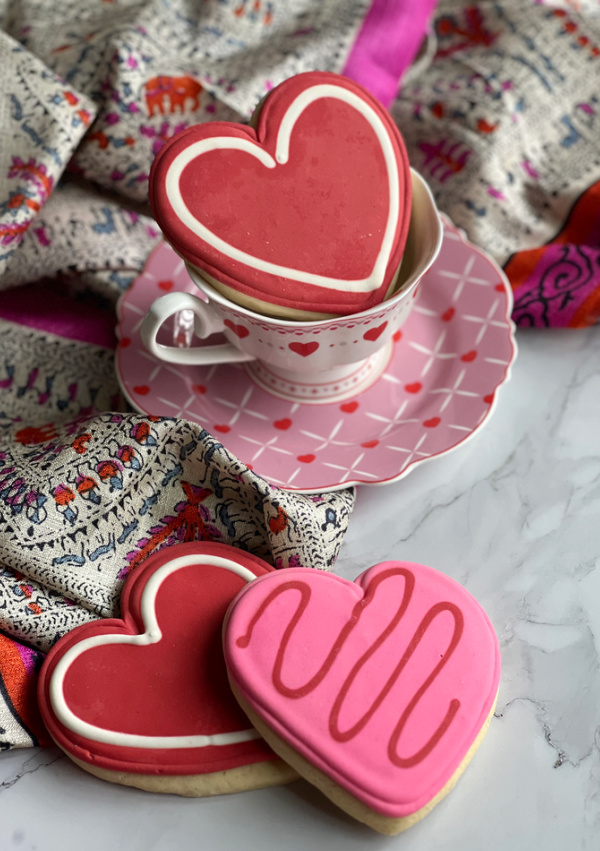 Valentine heart sugar cookies.